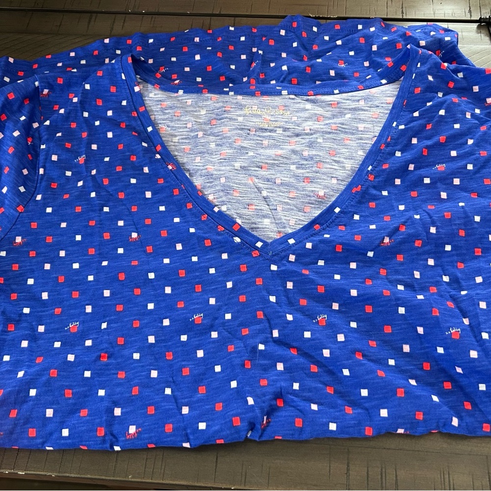 Lilly Pulitzer Etta V Neck Borealis Blue Lilly Squared Size L